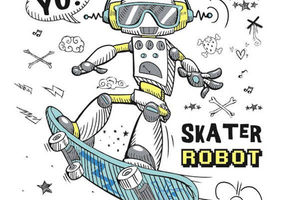 时尚滑板机器人裁片印花服装印花设计