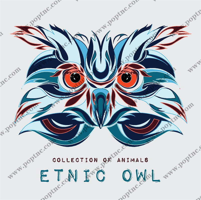 民族风格猫头鹰裁片印花服装印花设计