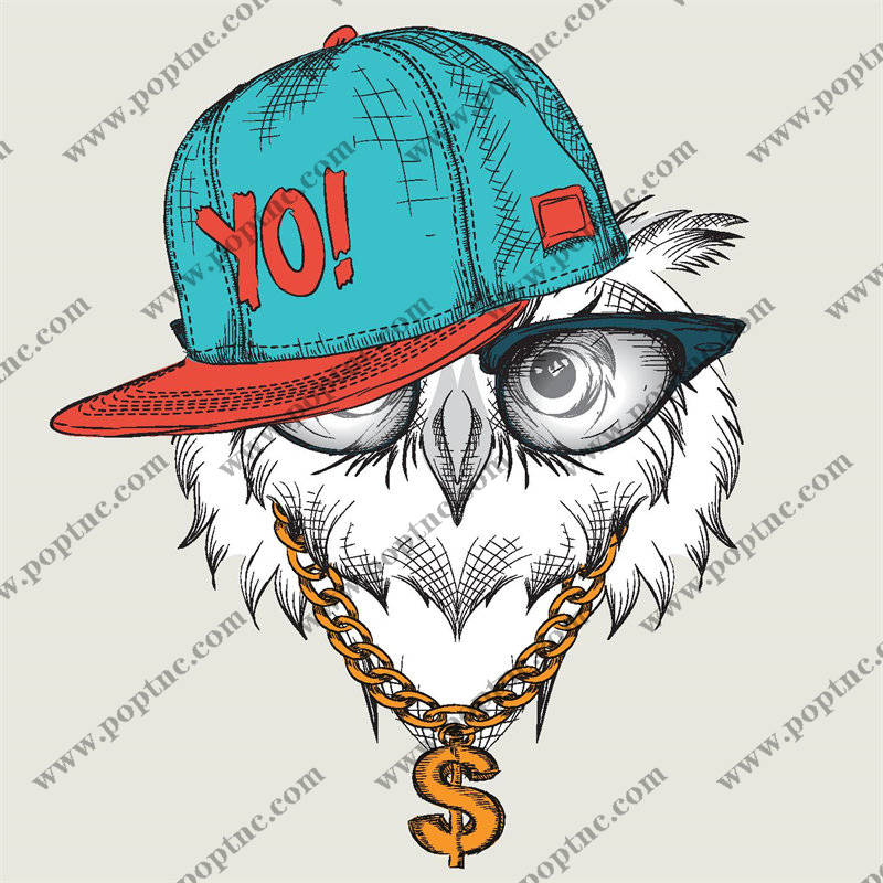 街头风猫头鹰裁片印花服装,时尚潮流服装印花设计