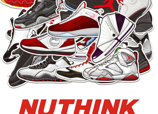 时尚潮流服装印花设计：经典运动鞋裁片印花图案