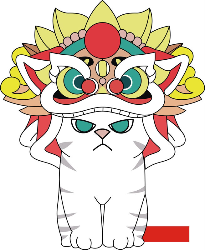 传统中国风舞狮裁片印花服装印花设计