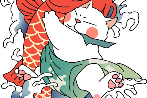 时尚潮流卡通锦鲤裁片印花服装印花设计