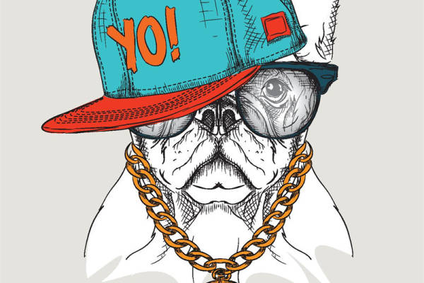 时尚街头风格狗头裁片印花服装印花设计