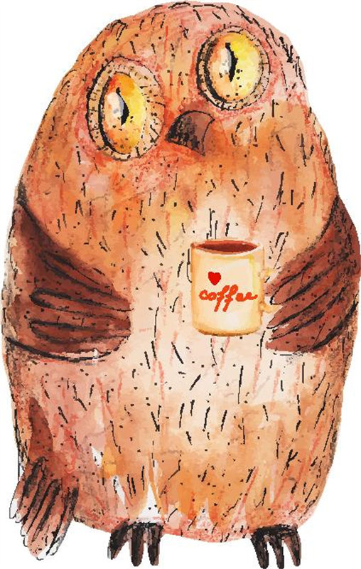 可爱猫头鹰裁片印花服装,展现独特咖啡文化魅力