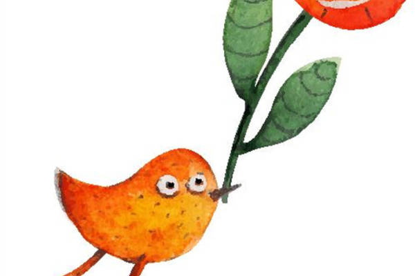 创意卡通小鸟与花朵裁片印花服装印花设计