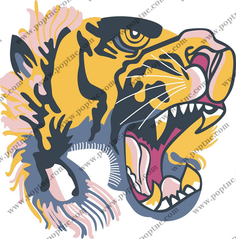 时尚街头风格老虎头裁片印花服装印花设计