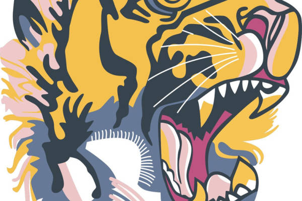 时尚街头风格老虎头裁片印花服装印花设计