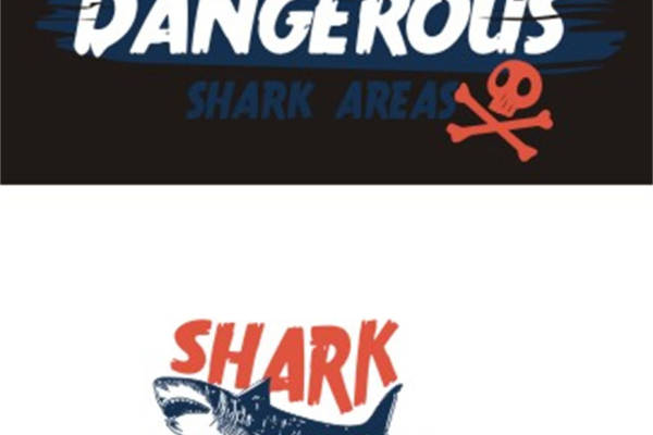 创意鲨鱼主题裁片印花服装 个性时尚鲨鱼攻击图案服装印花