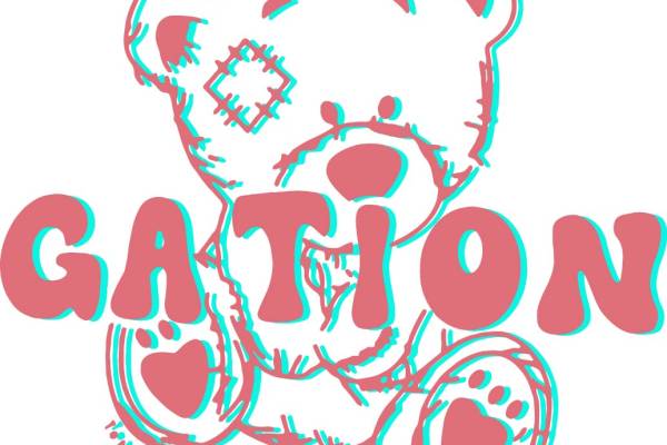 时尚潮流裁片印花服装印花设计：可爱泰迪熊图案