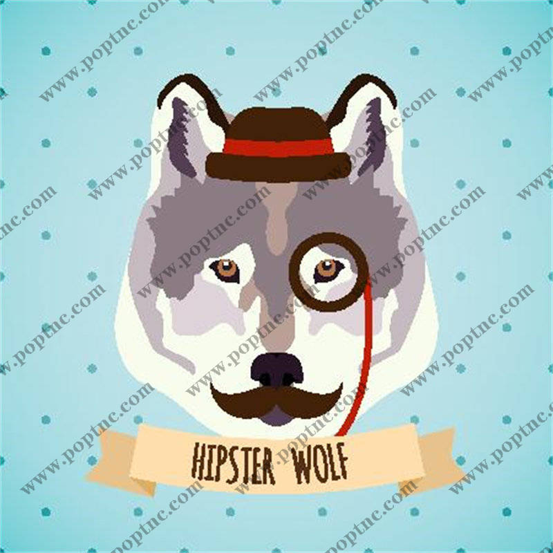 时尚潮流个性服装印花:潮人狼头裁片印花设计