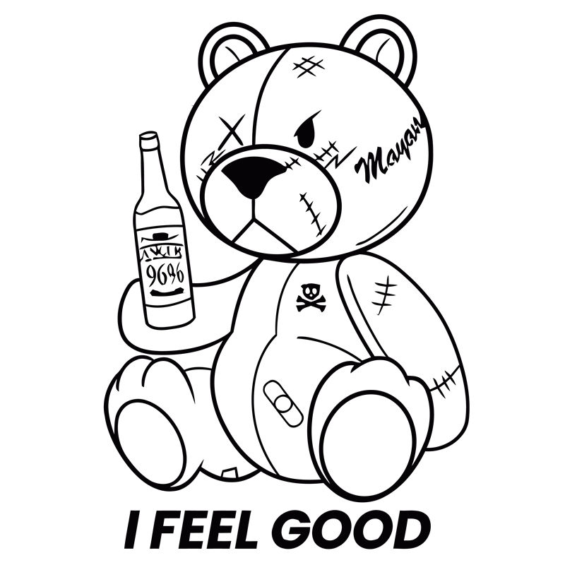 时尚个性裁片印花服装:酷感小熊图案印花T恤