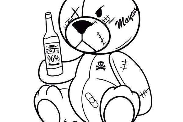 时尚个性裁片印花服装:酷感小熊图案印花T恤