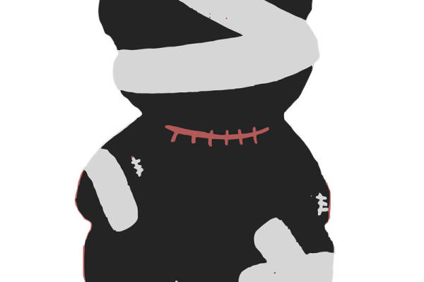 创意黑白卡通裁片印花服装 个性时尚服装印花设计