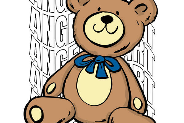 可爱泰迪熊裁片印花服装，温馨天使之心设计