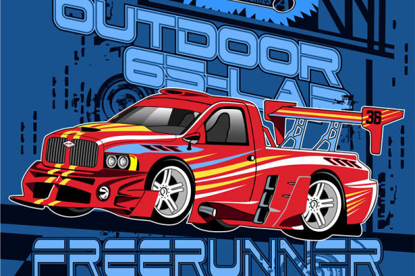 街头赛车裁片印花服装印花设计，展现速度与激情