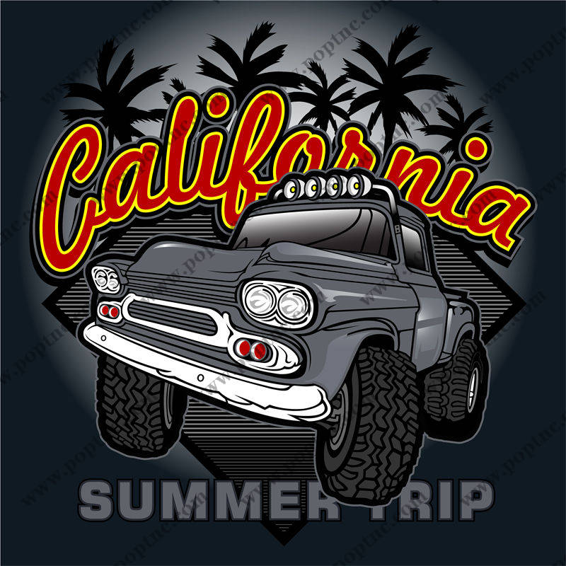 加州夏日旅行主题裁片印花服装印花设计