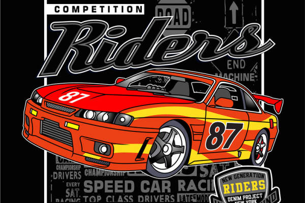 极速赛车团队Riders裁片印花服装印花设计