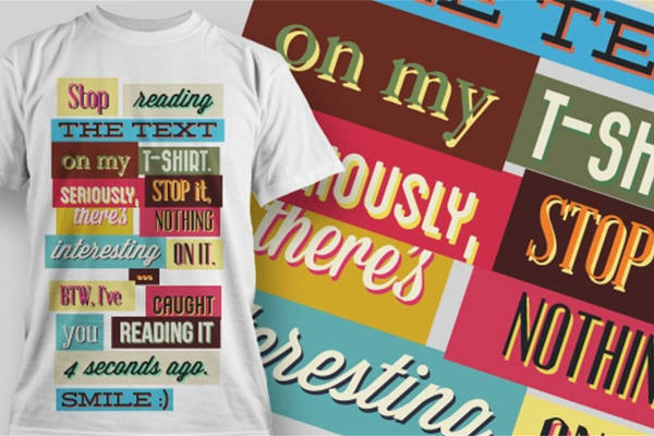 创意趣味裁片印花服装，幽默文字T恤设计
