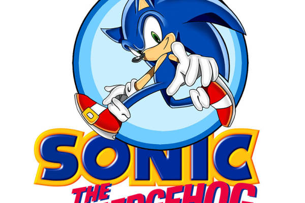 经典索尼克裁片印花服装印花设计，复古游戏风格服装