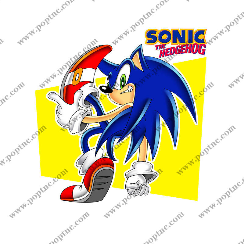 经典蓝色刺猬角色裁片印花服装,活力动感服装印花设计