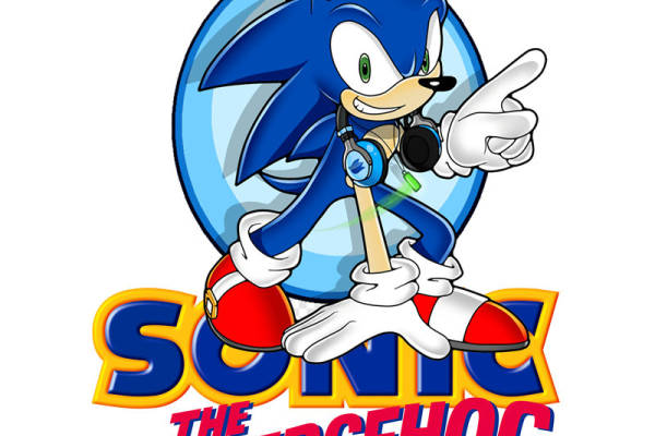 经典蓝色刺猬角色裁片印花服装,时尚潮流服装印花设计