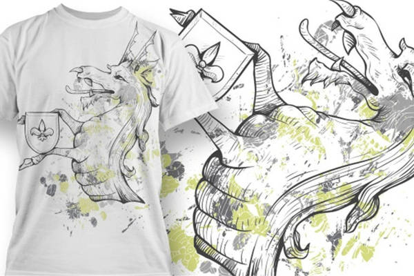 时尚潮流龙纹裁片印花服装印花设计