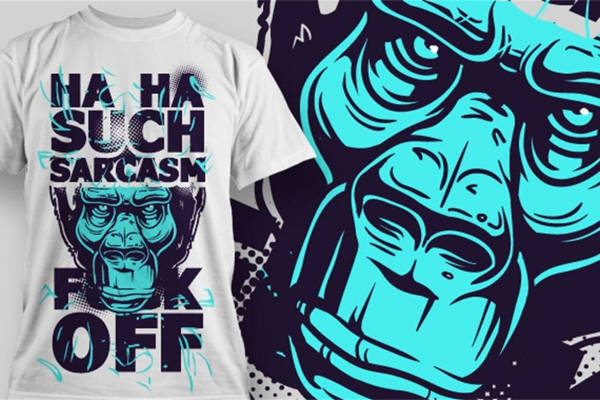 街头风格大猩猩裁片印花服装印花T恤设计