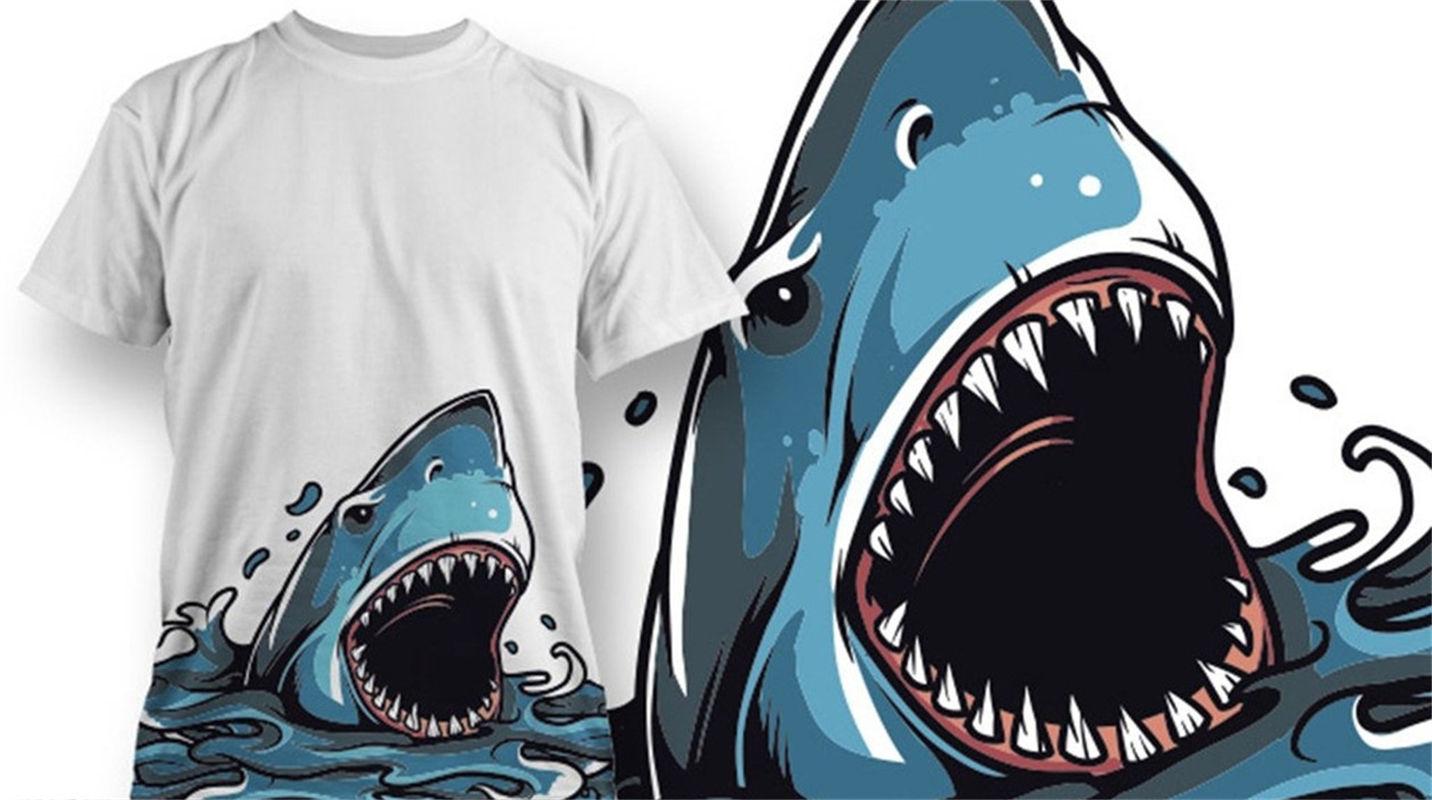 创意鲨鱼裁片印花服装,展现个性与活力的街头风格