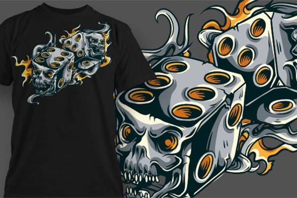 时尚街头风格骷髅头裁片印花服装印花T恤