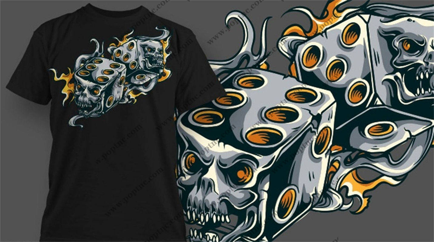 时尚街头风格骷髅头裁片印花服装印花T恤