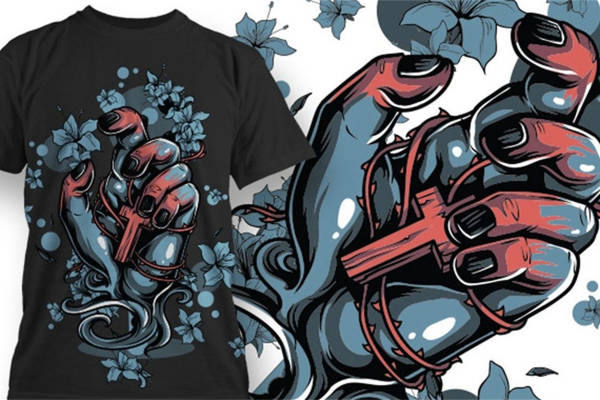 时尚街头风格裁片印花服装印花T恤设计