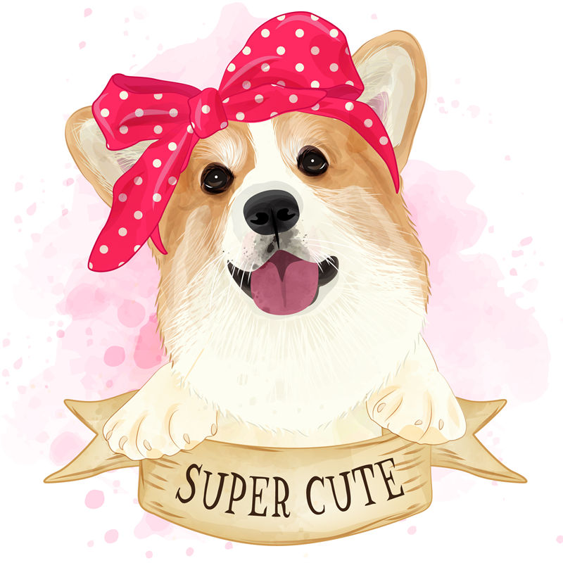 可爱卡通柯基犬裁片印花服装印花设计