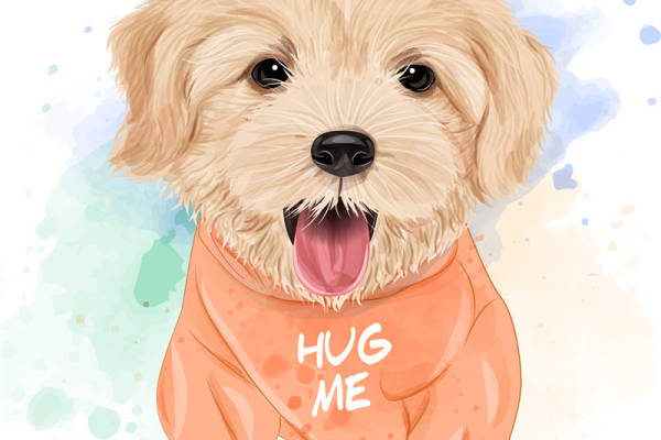 可爱卡通小狗裁片印花服装印花设计