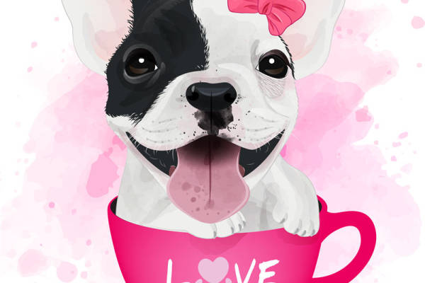 可爱法斗犬裁片印花服装，萌宠图案服装印花设计