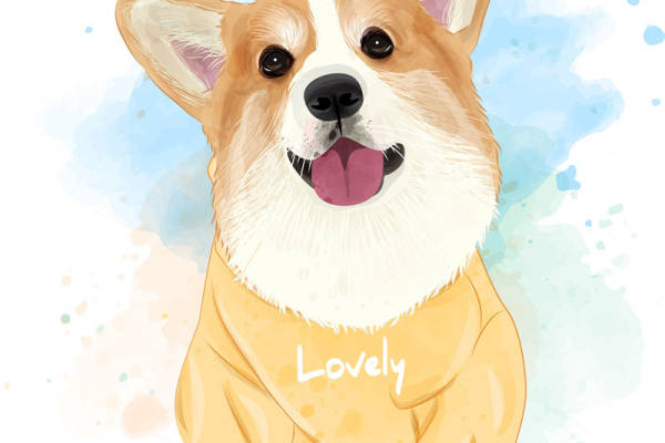 可爱卡通柯基犬裁片印花服装印花设计