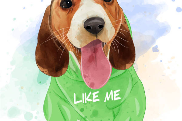 可爱卡通狗裁片印花服装 趣味动物图案服装印花设计