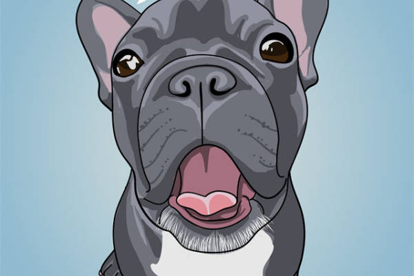 可爱卡通法国斗牛犬裁片印花服装印花设计