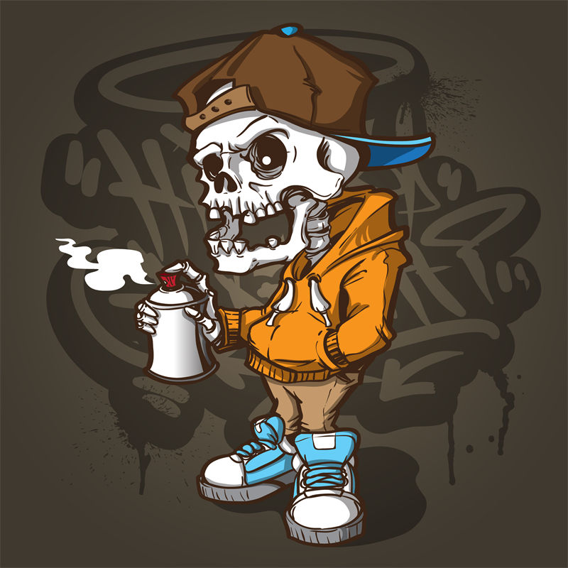 时尚街头风格骷髅裁片印花服装印花设计