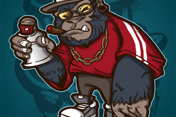 街头时尚大猩猩裁片印花服装印花设计