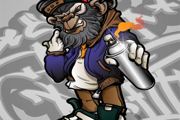 街头风格熊裁片印花服装印花设计