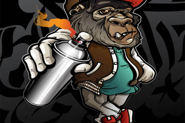 街头风格大猩猩裁片印花服装印花设计