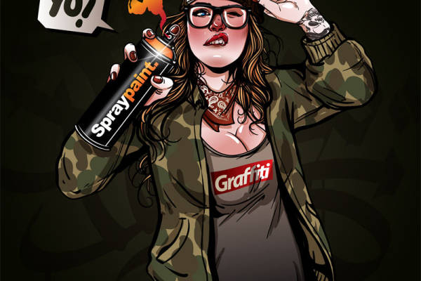 街头风涂鸦艺术裁片印花服装印花设计