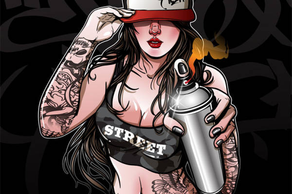 街头风格女性裁片印花服装印花设计