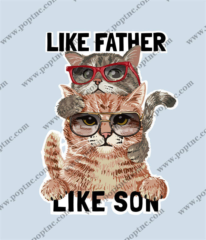 可爱猫咪亲子装裁片印花服装印花设计