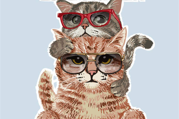 可爱猫咪亲子装裁片印花服装印花设计