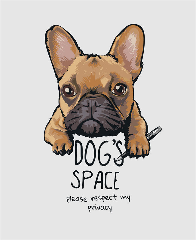 可爱法斗犬裁片印花服装，尊重隐私的趣味设计