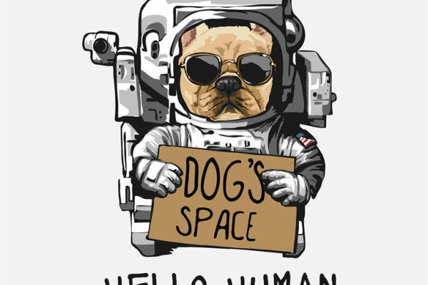 创意太空狗裁片印花服装 趣味宇航员狗狗图案服装印花