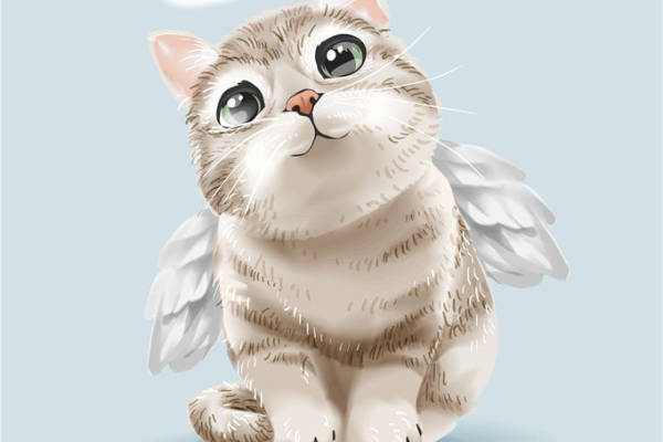 可爱天使小猫裁片印花服装 萌系风格服装印花设计