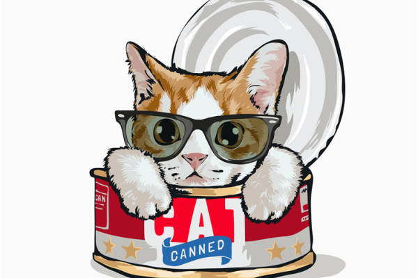 时尚猫咪裁片印花服装，趣味罐头图案服装印花设计