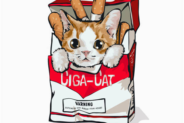 创意卡通猫咪裁片印花服装，趣味服装印花设计